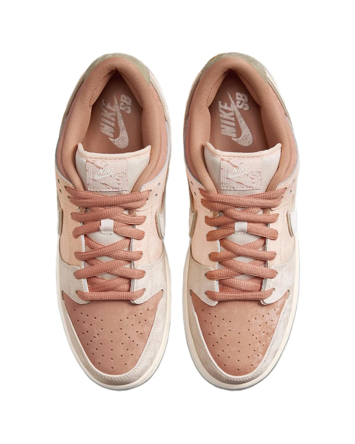 Nike Dunk SB unisex кроссовки розово-бежевые с коричневыми вставками картинка
