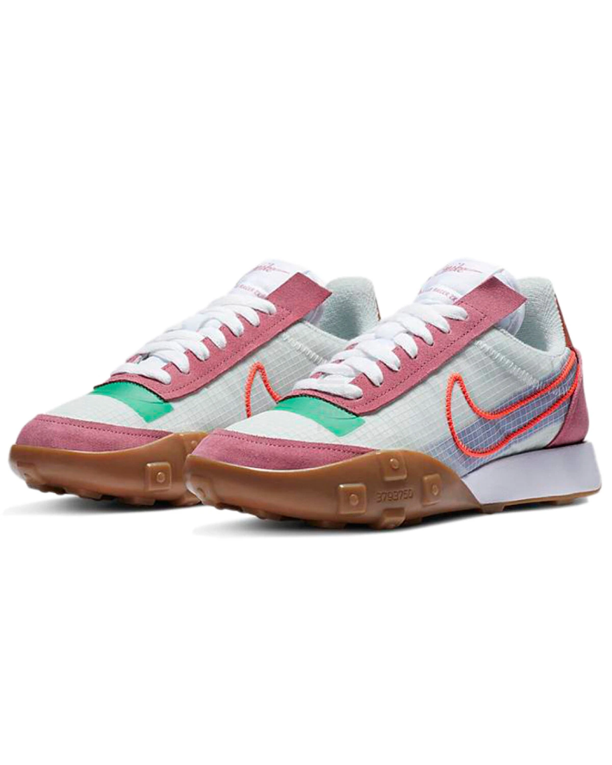 Nike Waffle Racer 2X женские повседневные кроссовки из замши и текстиля бело-розовые картинка