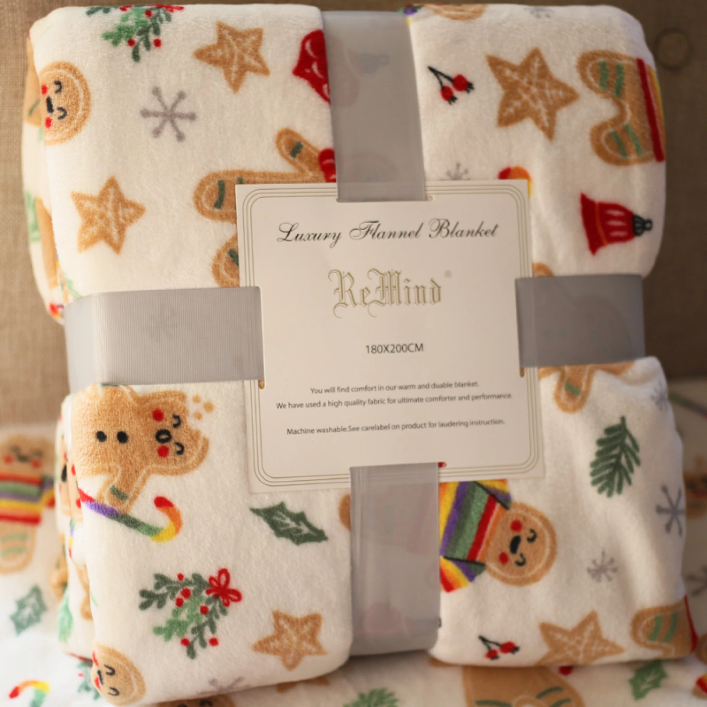 Мягкое фланелевое одеяло с рождественским принтом картинка