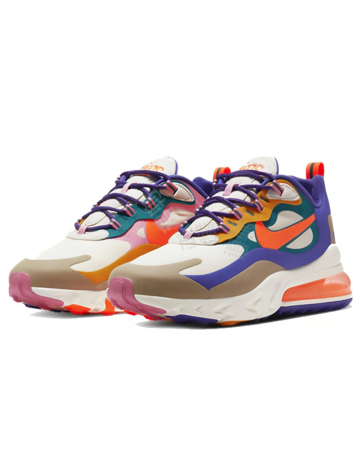 Nike Air Max 270 React мужские спортивные кроссовки ретро комфорт сине-оранжевые картинка