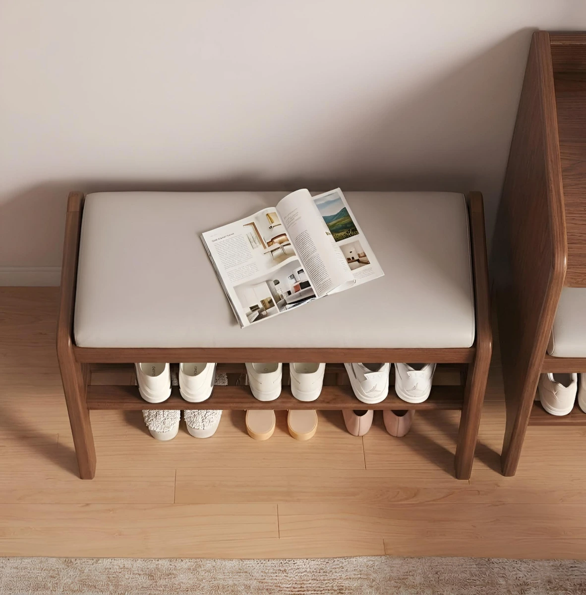 Обувница-банкетка с мягким сиденьем 100см (Коричневый) картинка