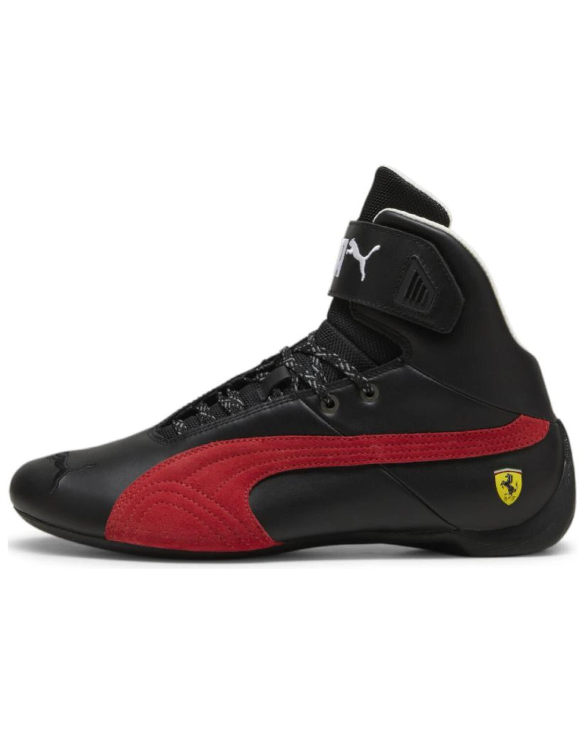 PUMA Ferrari Future Cat MID высокие кроссовки кожаные черно-красные картинка