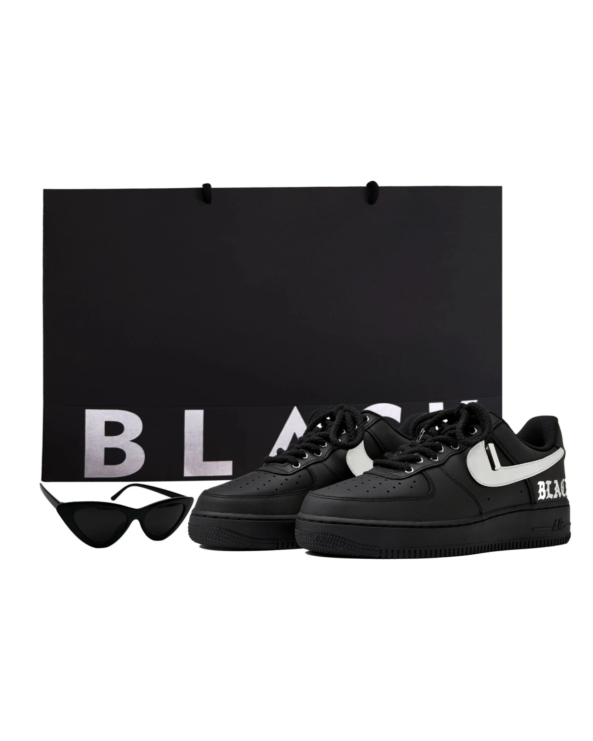 Nike Air Force 1 07 Black Warrior Унисекс кроссовки черные картинка