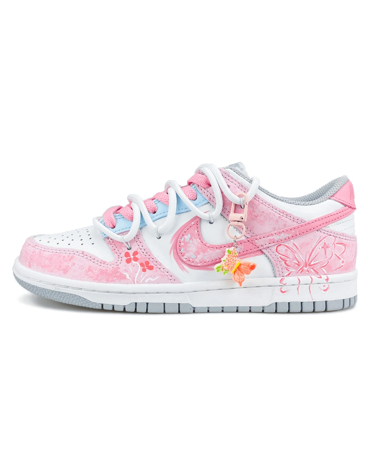 Nike Dunk CNY женские кроссовки с ручной росписью бело-голубые картинка