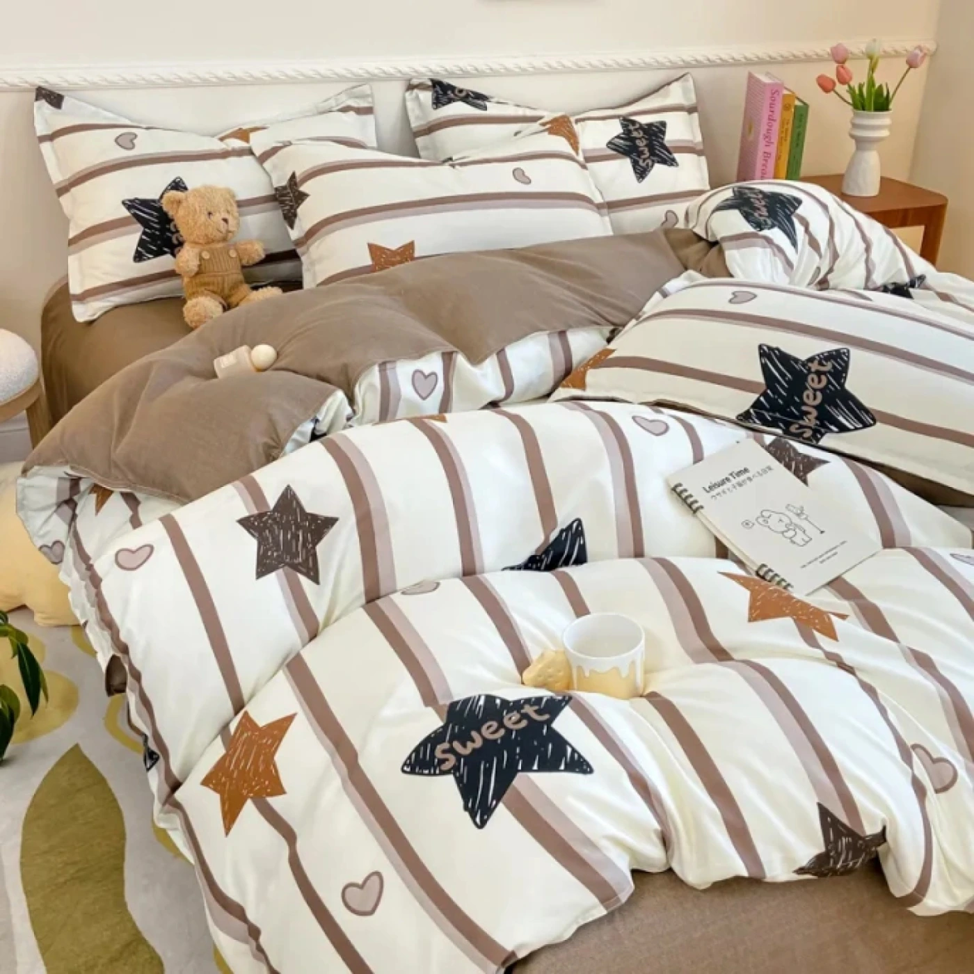 Классическое постельное белье в полоску (Белый/небесно-голубой - 4) картинка