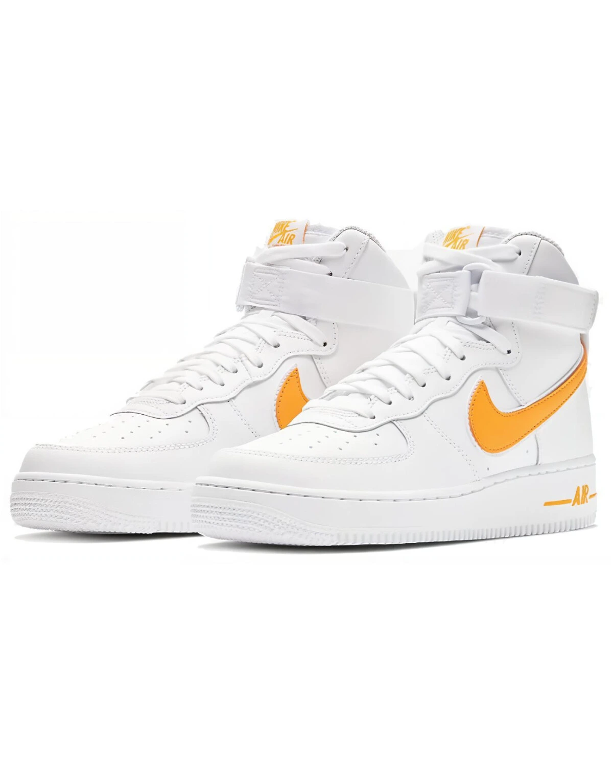 Nike Air Force 1 мужские кроссовки высокие бело-желтые картинка