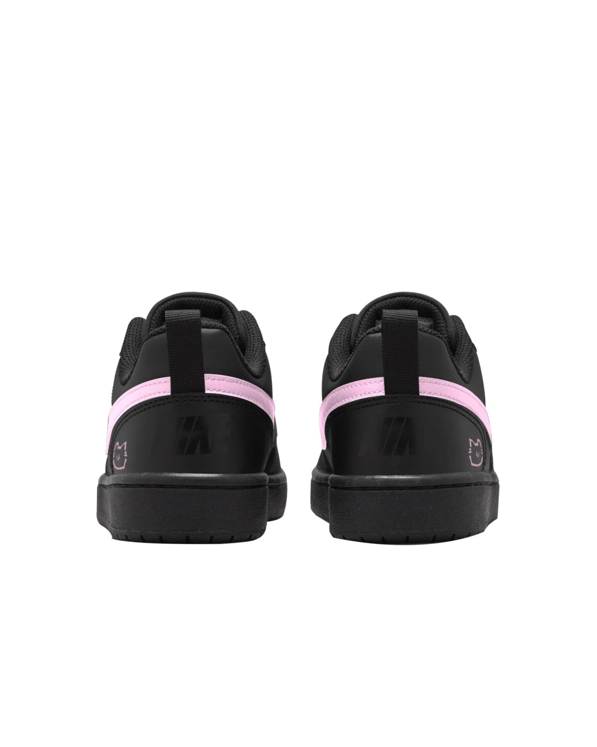 Nike Court Borough детские кроссовки кожаные черно-розовые с котиками картинка