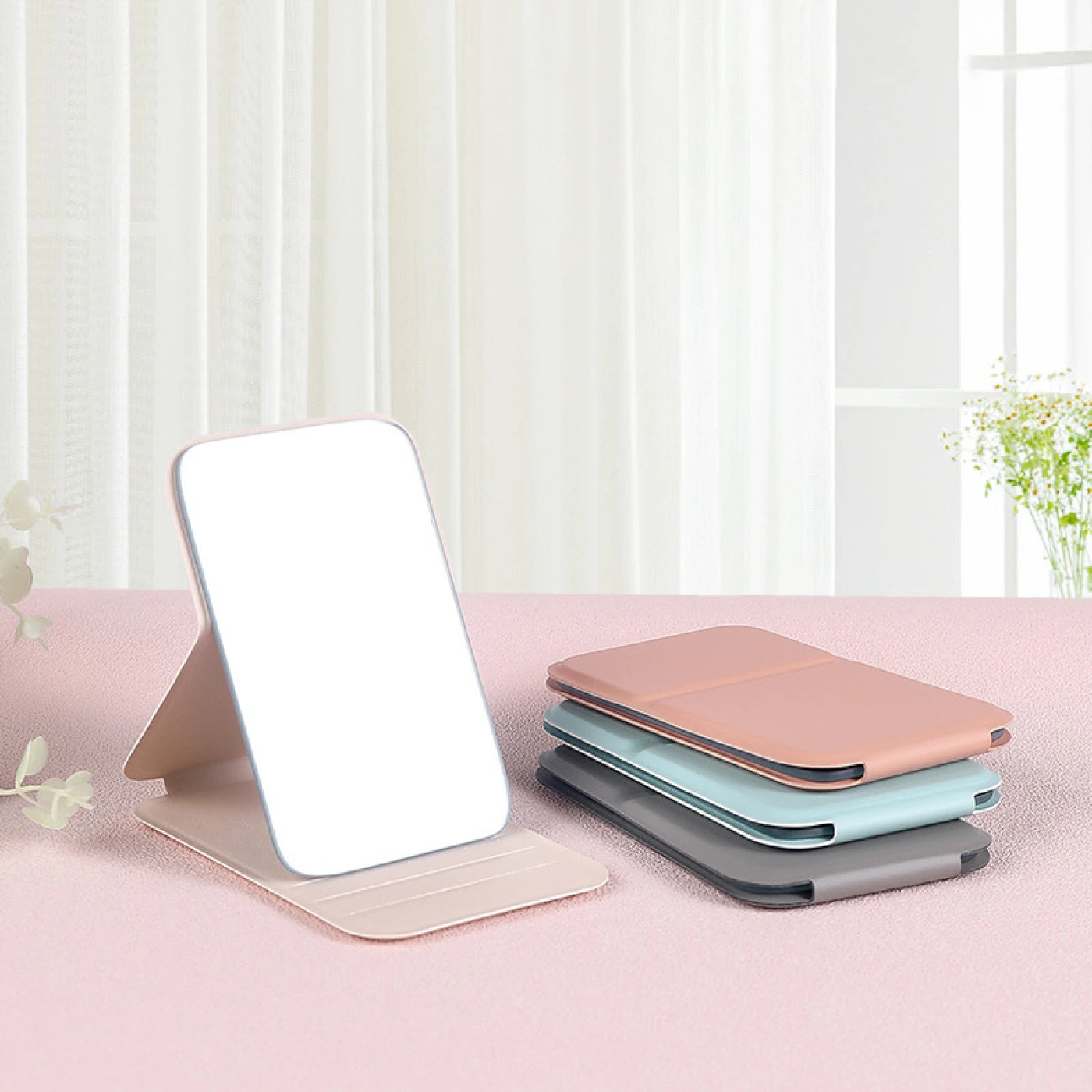 Складное мини-зеркало для макияжа (Голубой) картинка