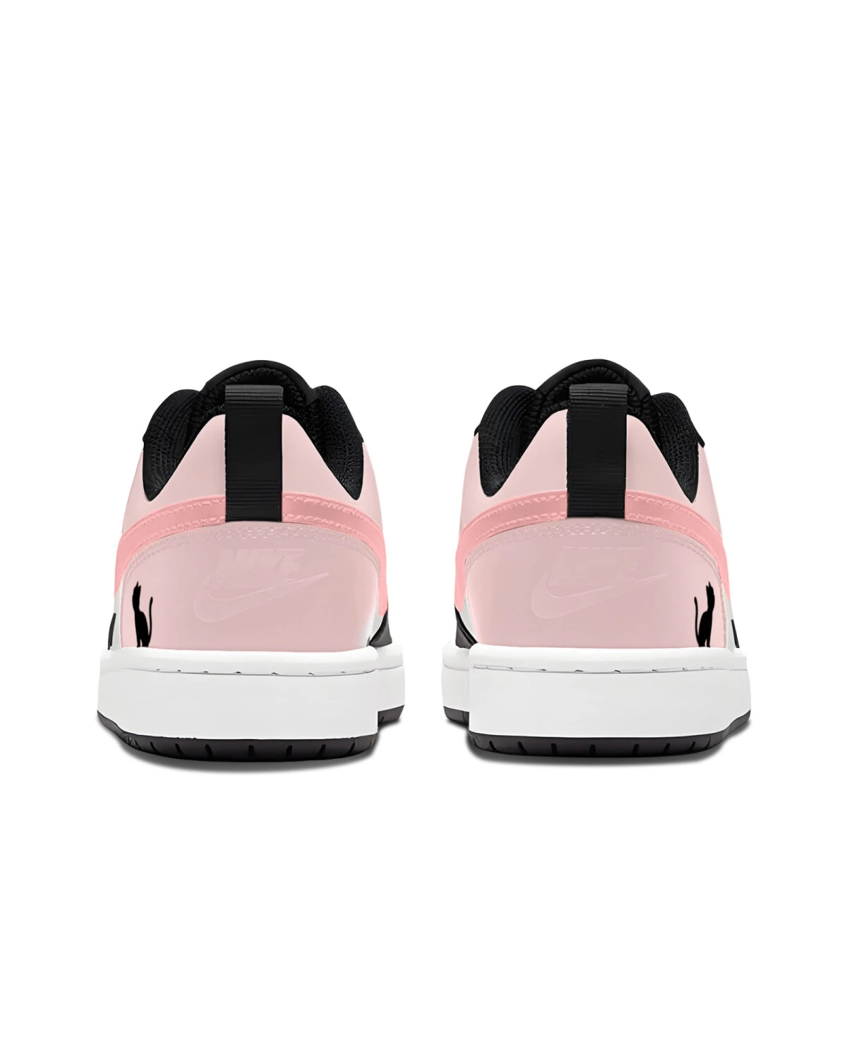 Nike Court Borough Low 2 детские кеды кожаные черно-розовые картинка