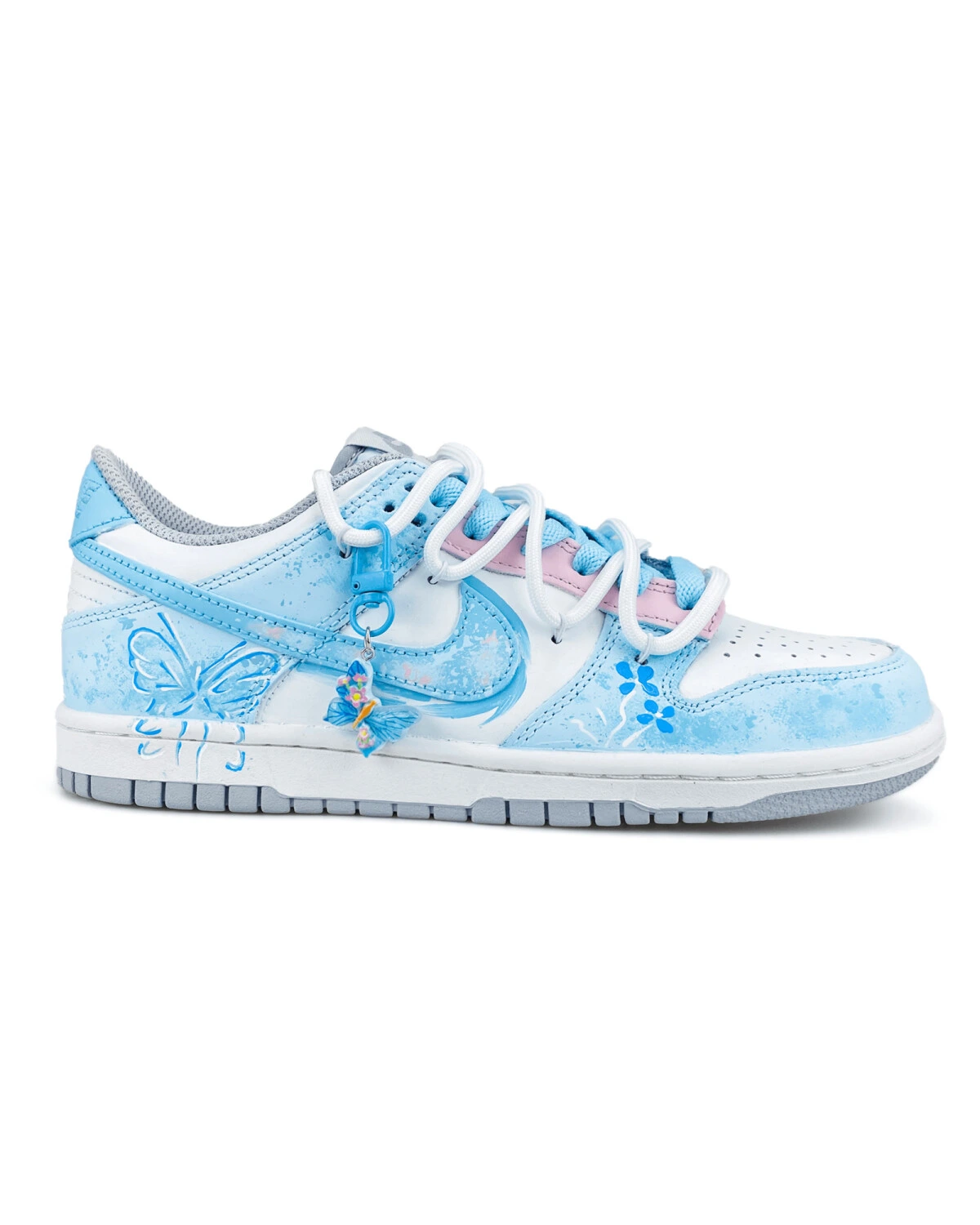 Nike Dunk CNY женские кроссовки с ручной росписью бело-голубые картинка