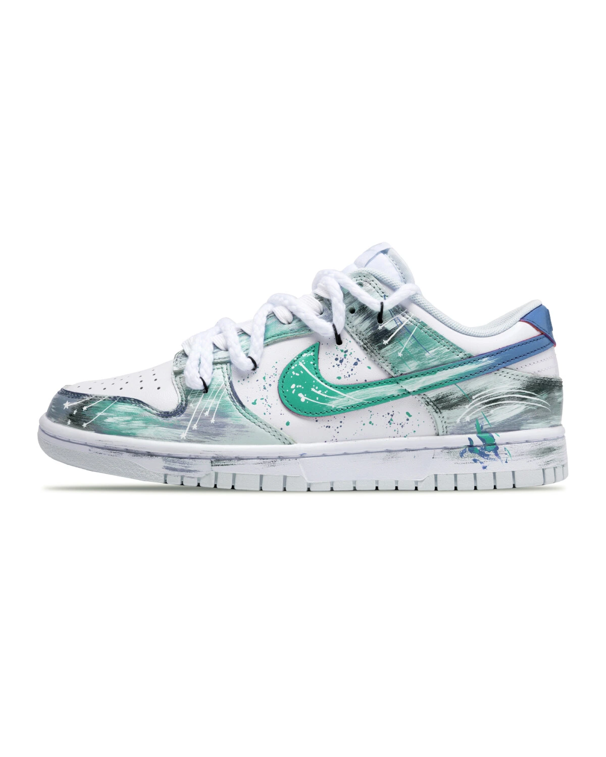 Nike Dunk мужские и женские кроссовки бело-зелёные противоскользящие картинка