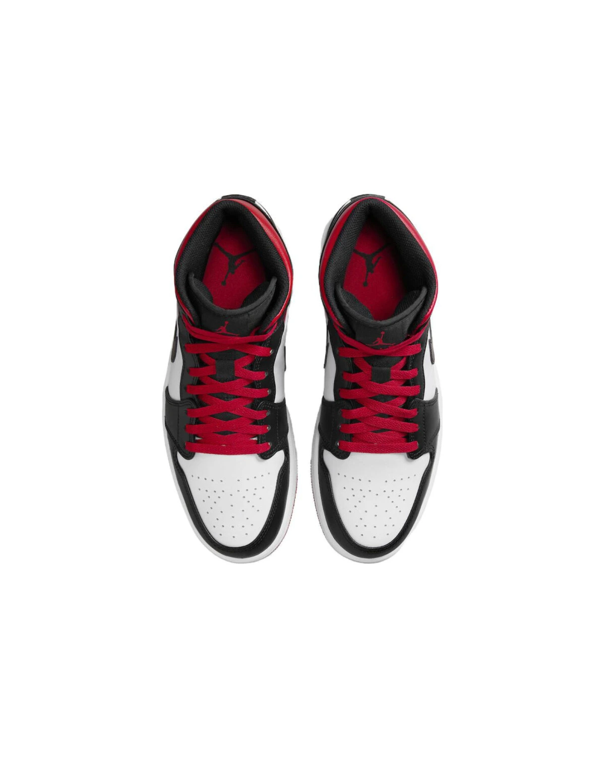 Jordan Air Jordan 1 мужские/женские кроссовки кожаные черно-белые с красными вставками картинка