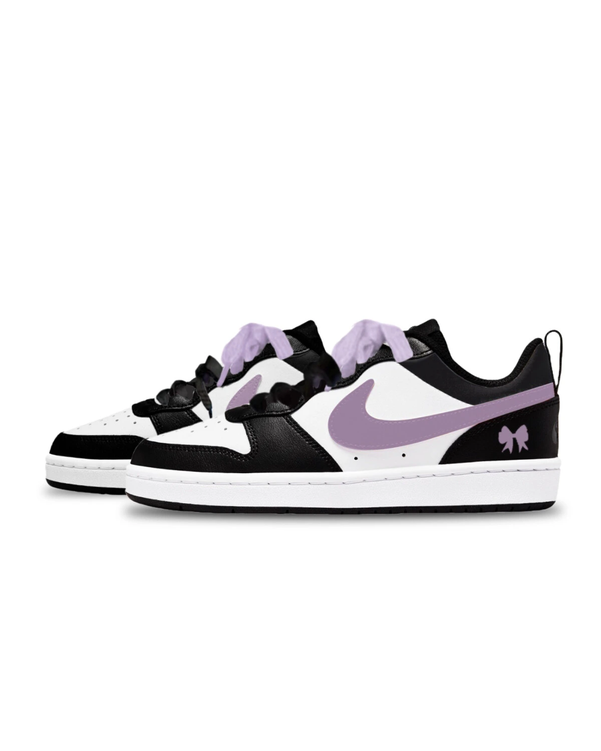 Nike Court Borough Low 2 детские кеды фиолетово-белые повседневные картинка