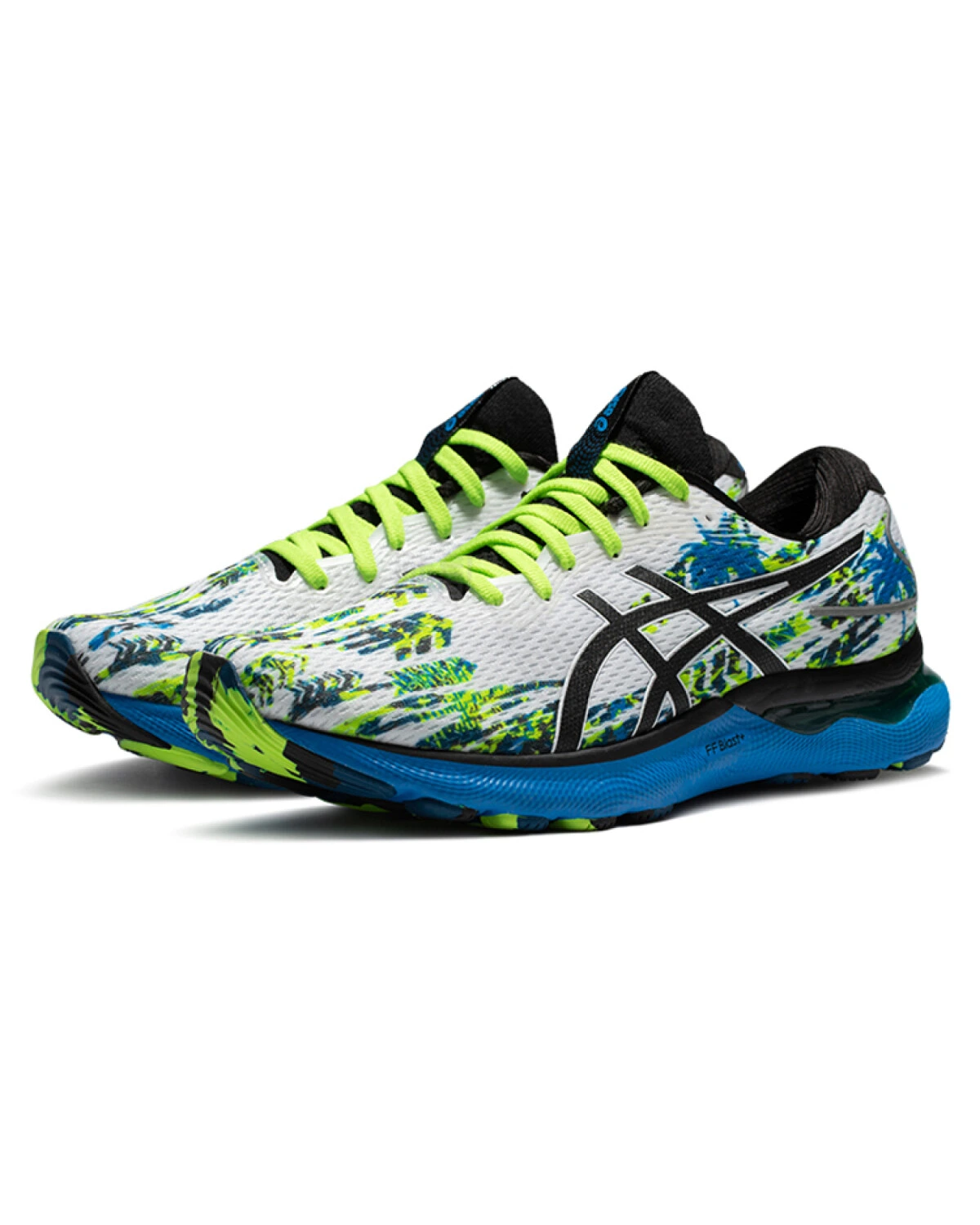 Asics GEL-Nimbus 24 мужские кроссовки для бега воздухопроницаемые бело-сине-зелёные картинка