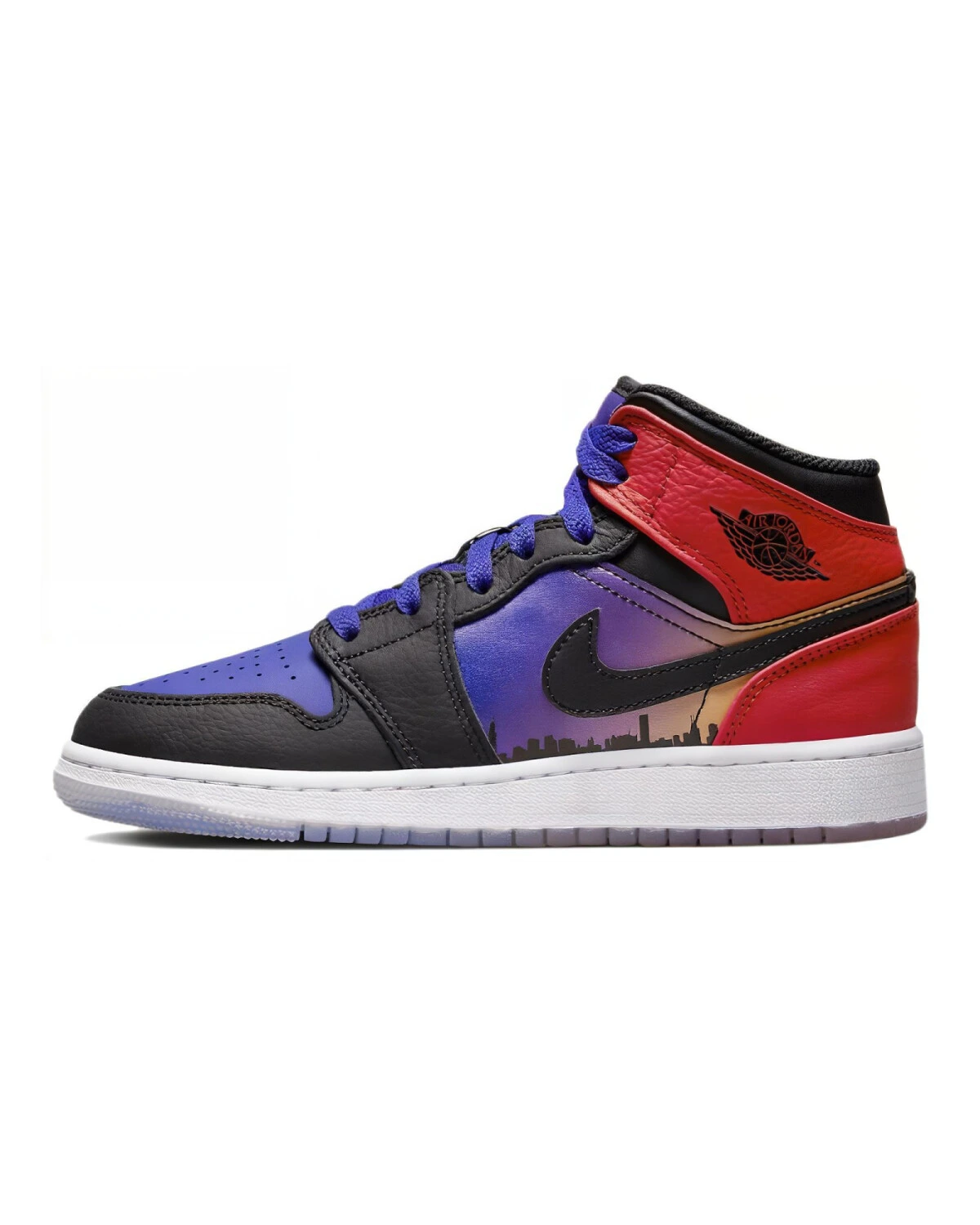 Jordan Air Jordan 1 MID детские кожаные кроссовки чёрно-красные картинка