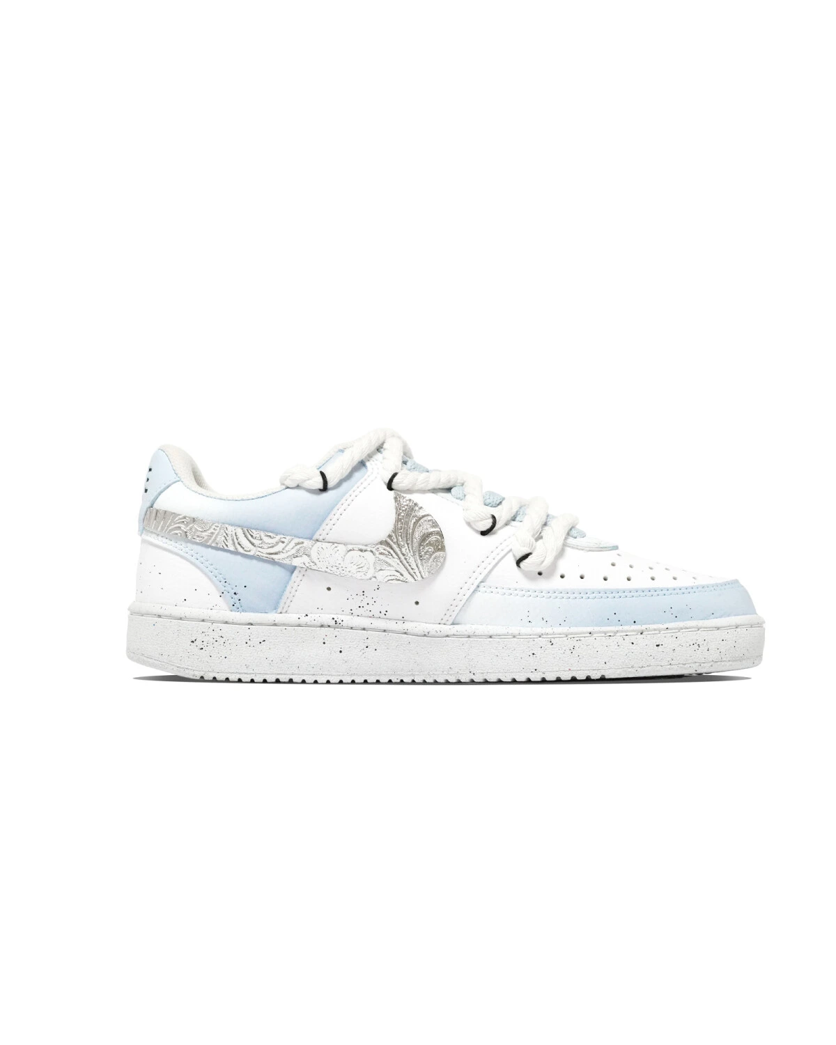 Nike Court Borough 2 unisex кроссовки голубые градиентные с деконструкцией картинка