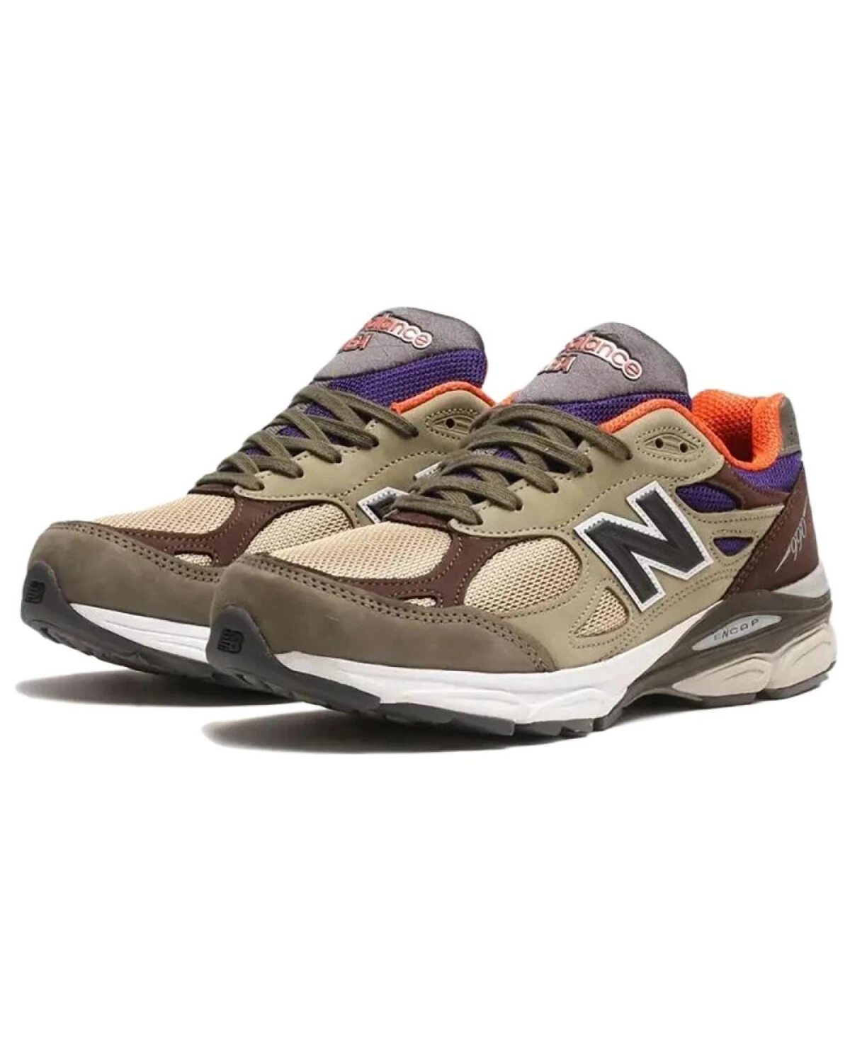 New Balance M990 unisex кроссовки из ткани и кожи зелёные картинка