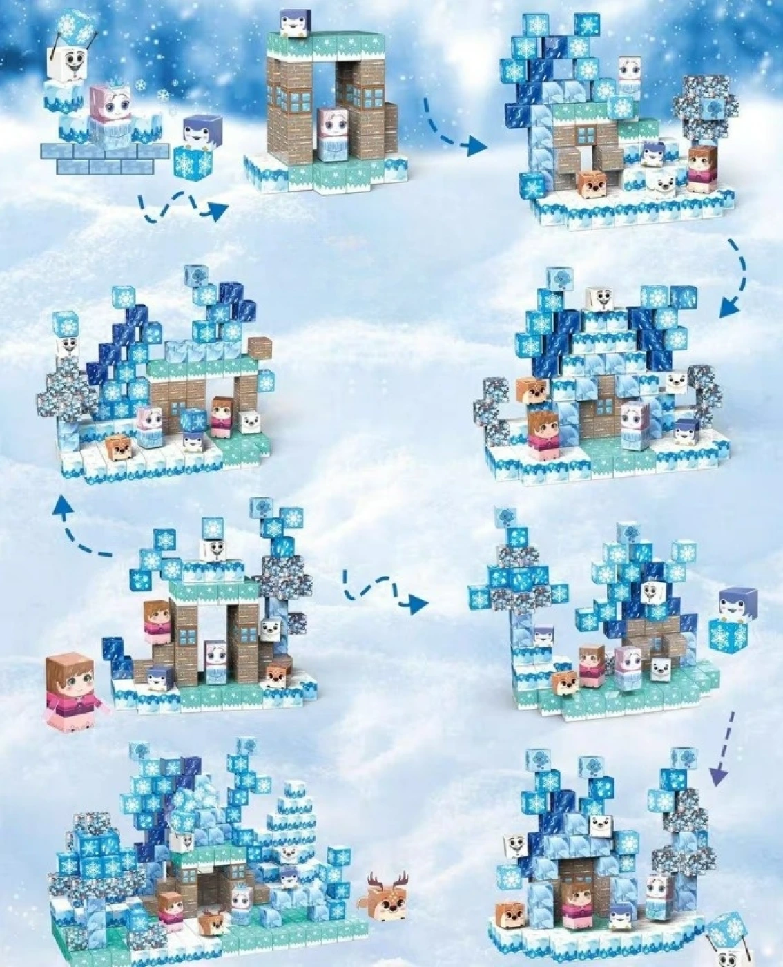 Магнитные строительные блоки Minecraft — 100 шт. (голубые) картинка