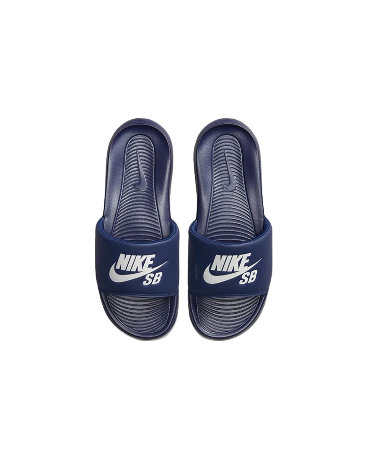 Nike Victori One мужские шлепанцы с резиновой подошвой синие с белым картинка