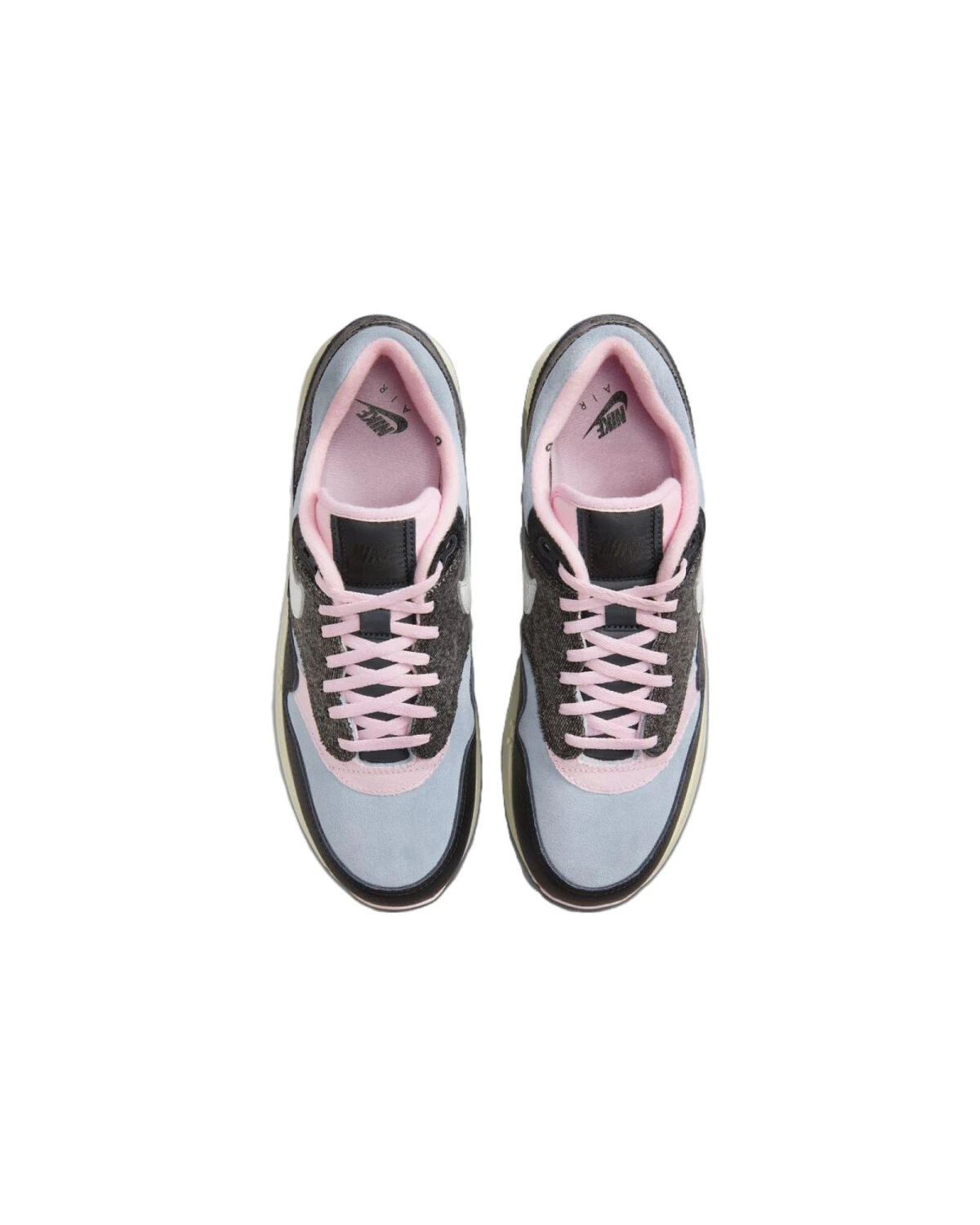 Nike Air Max 1 унисекс кроссовки замшевые черно-сине-розовые картинка