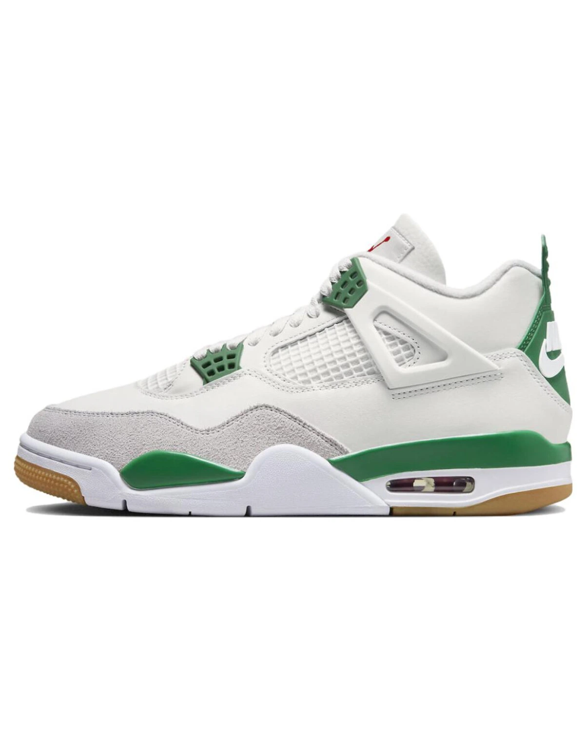 Jordan Air Jordan 4 MID унисекс кроссовки белые с зелёными вставками картинка