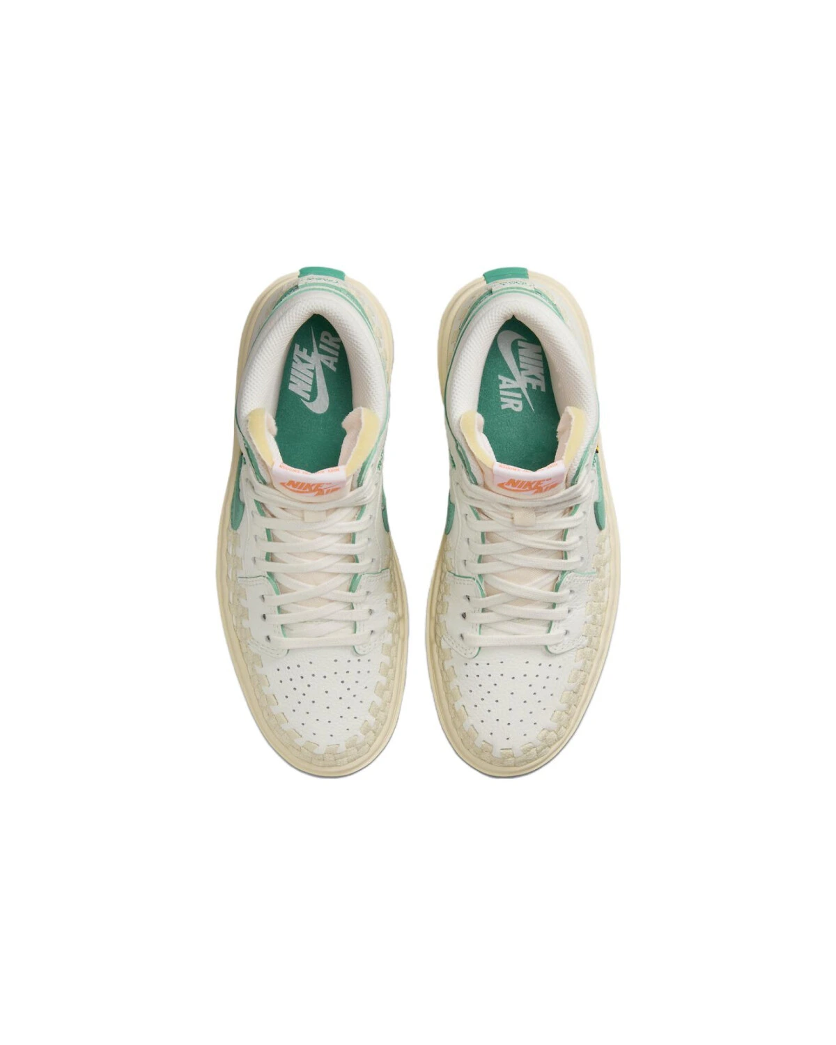 Jordan Air Jordan 1 High Top женские кроссовки бело-зеленые высокие картинка