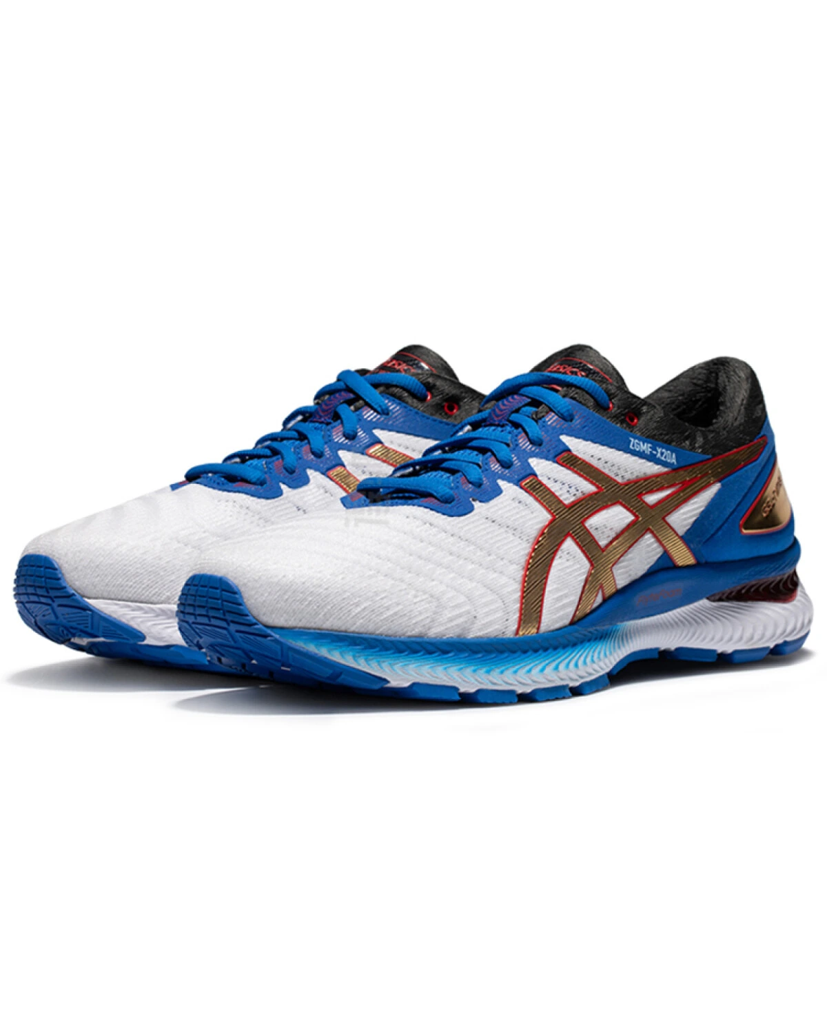 Asics GEL-Nimbus 22 мужские спортивные кроссовки для бега белые с синим картинка
