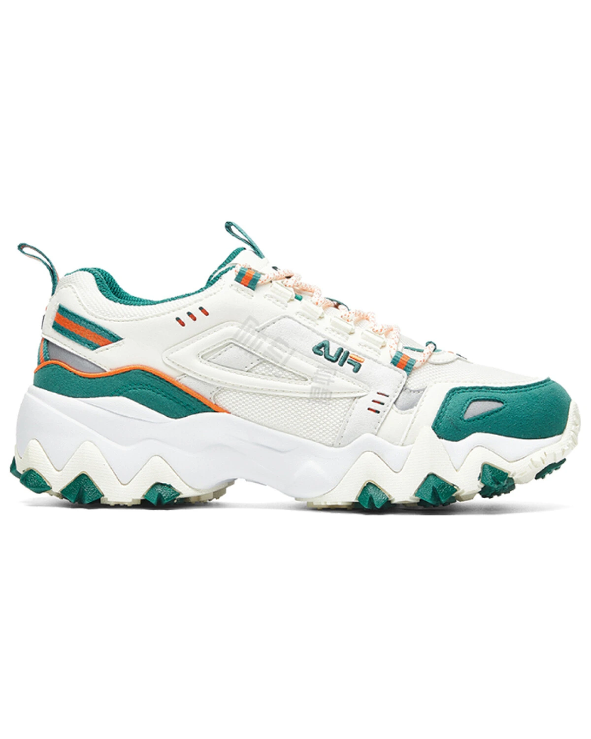 FILA Oakmont женские спортивные кроссовки бело-зеленые из ткани и кожи картинка