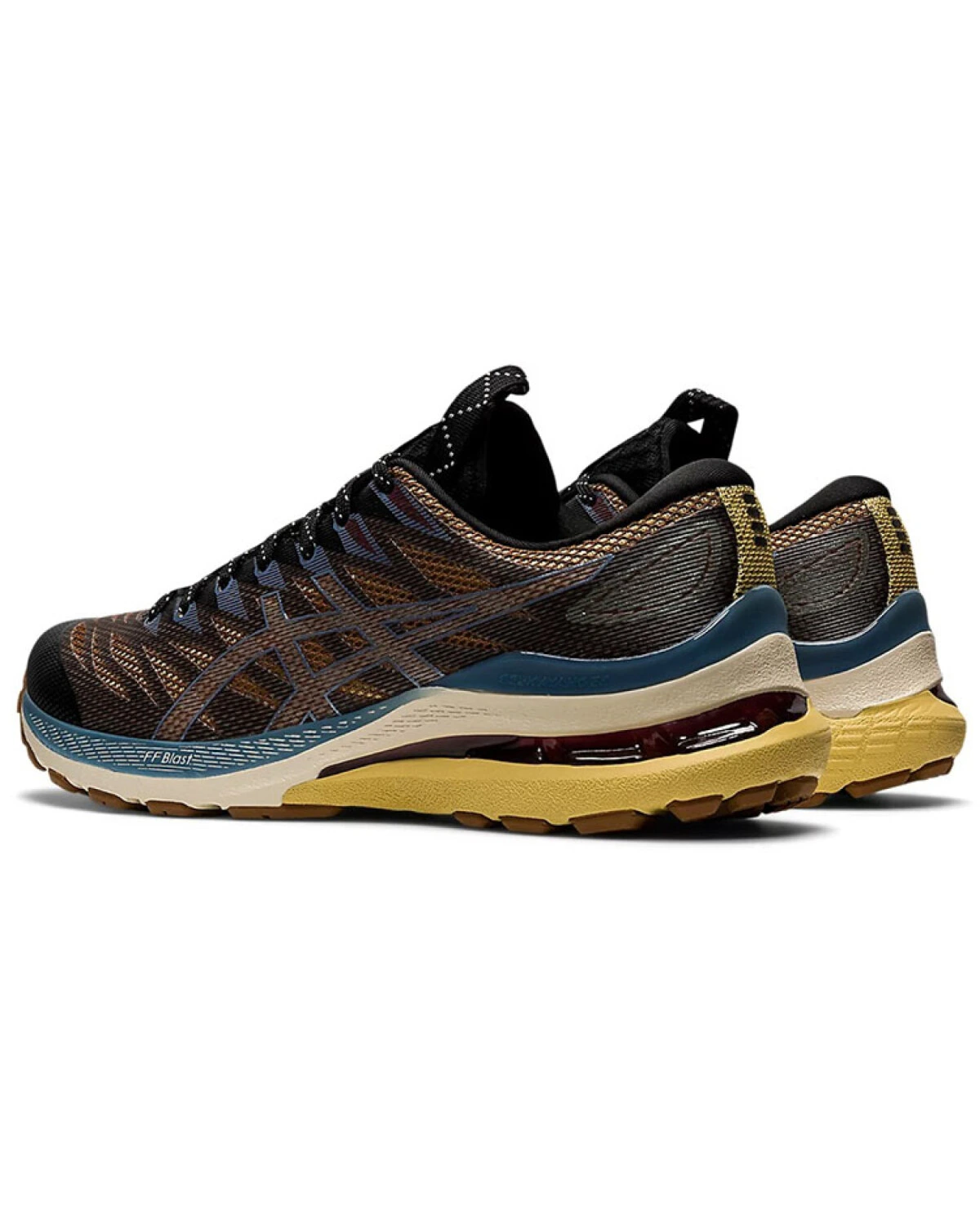 Asics Gel-Kayano 28 женские кроссовки текстильные угольно-чёрные с золотыми вставками картинка