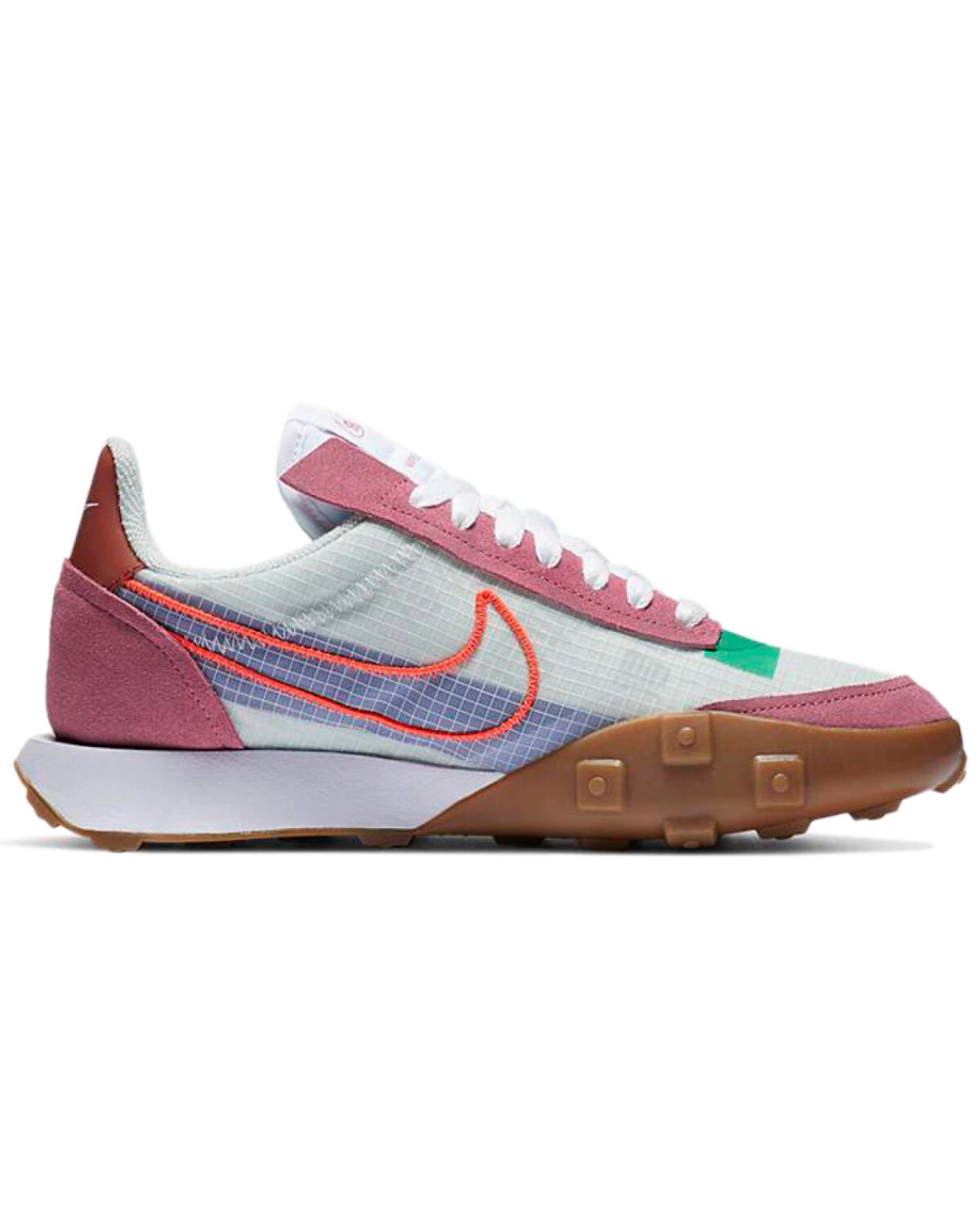Nike Waffle Racer 2X женские повседневные кроссовки из замши и текстиля бело-розовые картинка