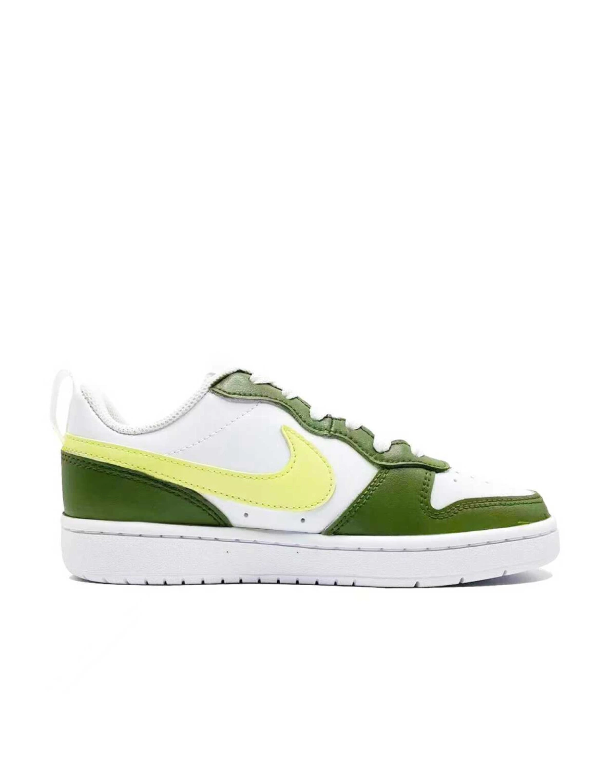 Nike Court Borough детские кроссовки кожаные зелено-жёлтые картинка