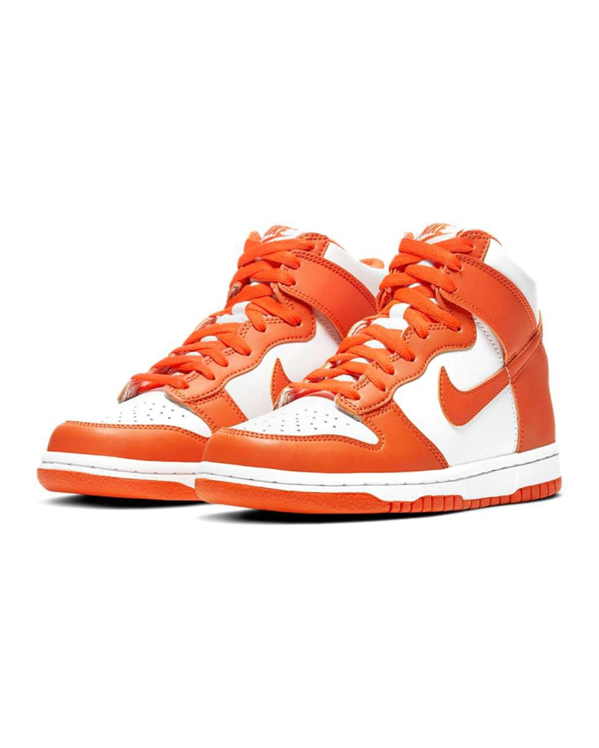 Nike Dunk Orange Blaze детские кроссовки высокие кожаные бело-оранжевые картинка