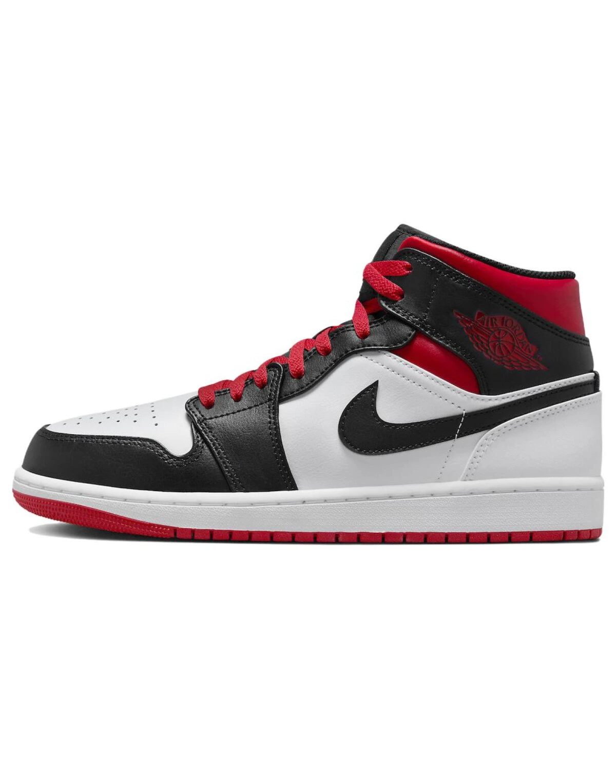 Jordan Air Jordan 1 мужские/женские кроссовки кожаные черно-белые с красными вставками картинка