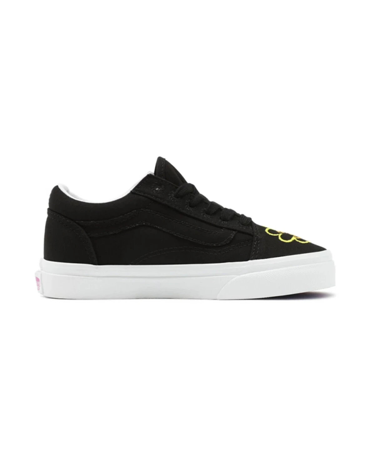 Vans Old Skool детские кеды черные с разноцветной вышивкой картинка