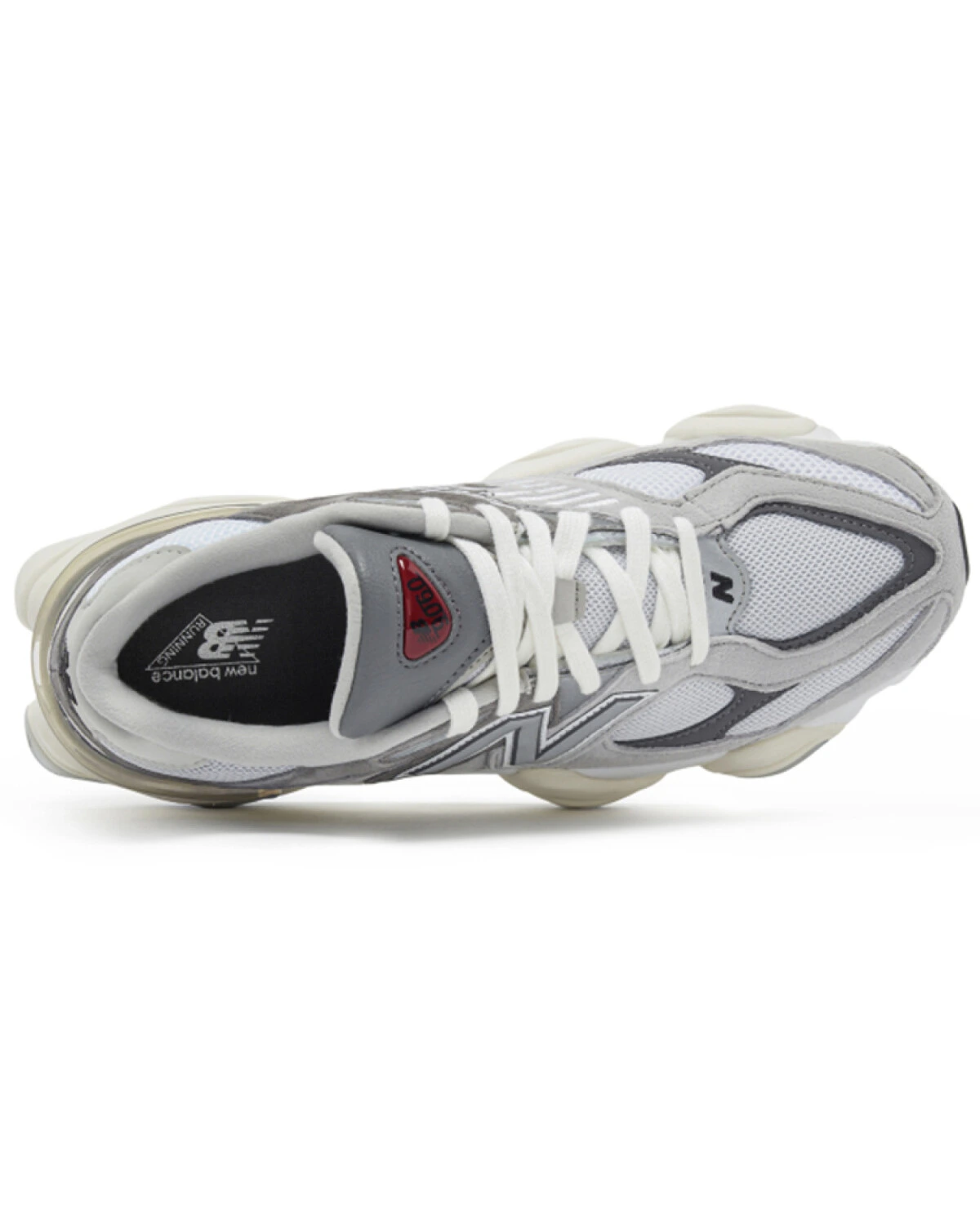 New Balance 9060 унисекс кроссовки из ткани и замши светло-серые с белым картинка