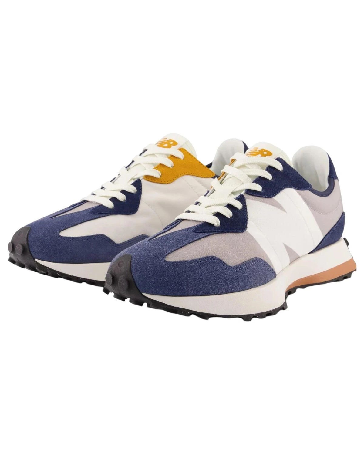 New Balance NB 327 унисекс кроссовки беговые кожаные сине-белые картинка