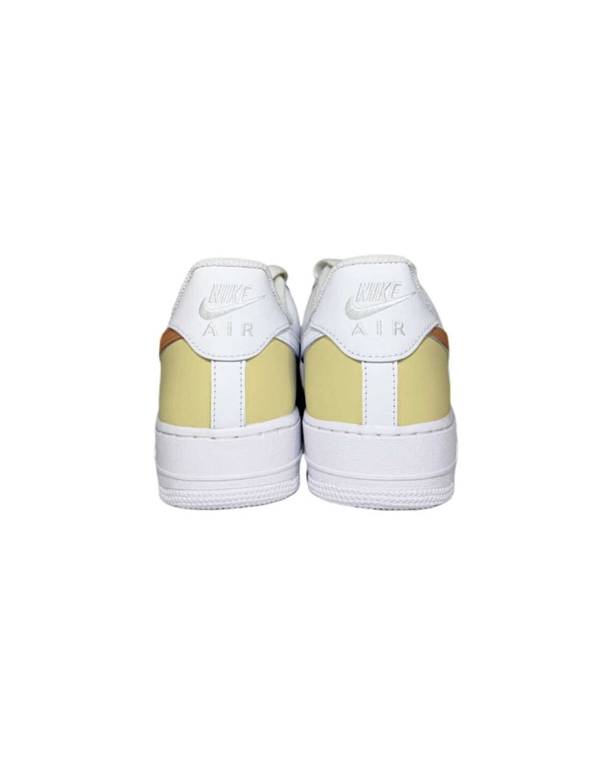 Nike Air Force 1 женские кроссовки бело-желто-коричневые картинка