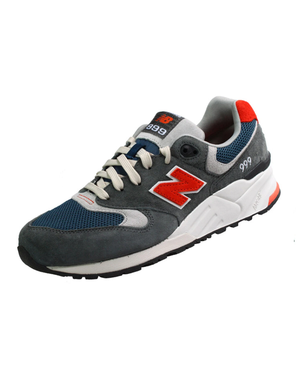 New Balance NB 999 кроссовки беговые серые с красными вставками картинка