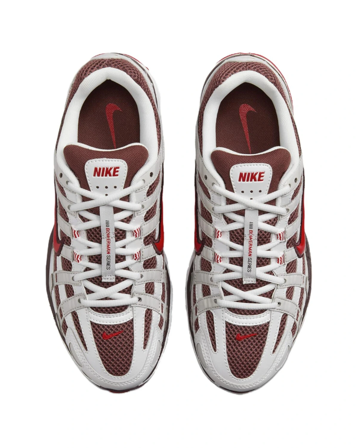 Nike P-6000 женские кроссовки износостойкие бело-серебристые с красными акцентами картинка