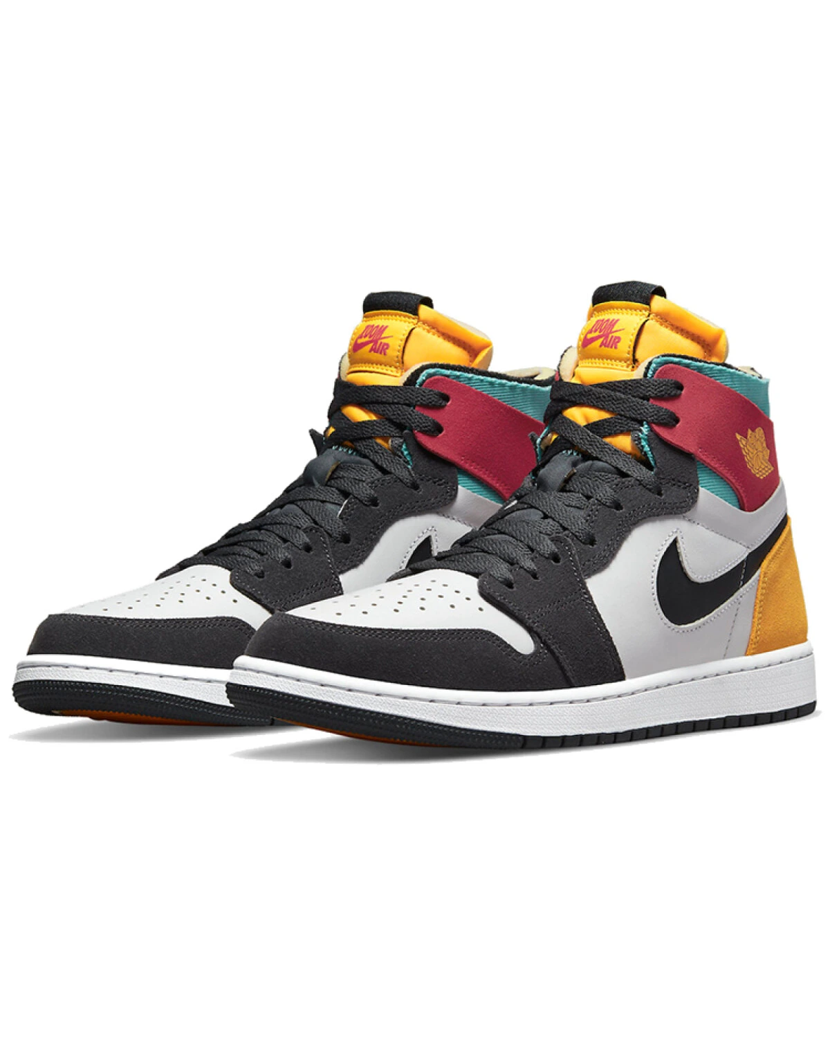 Jordan Air Jordan 1 High Top кроссовки высокие черно-белые с красным и желтым картинка