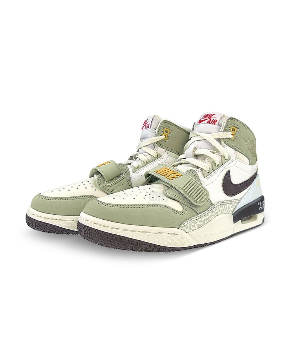 Jordan Legacy 312 BNK мужские кроссовки бело-зелёные с золотыми акцентами картинка