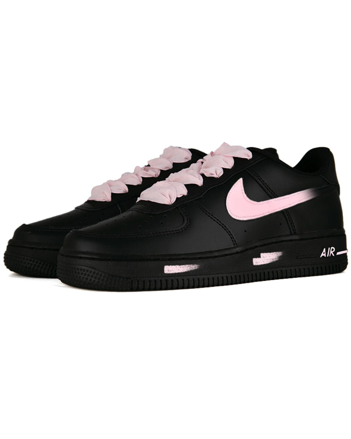 Nike Air Force 1 unisex кроссовки черно-розовые с розовой отделкой картинка