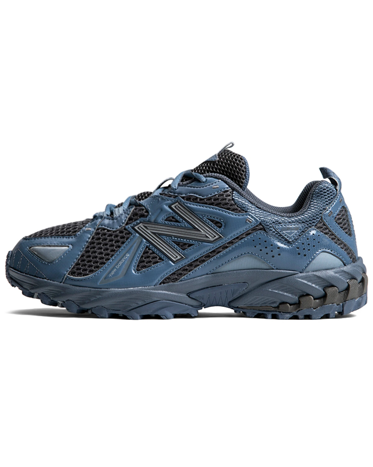New Balance ML610 унисекс кроссовки сине-чёрные из сетки и ткани картинка