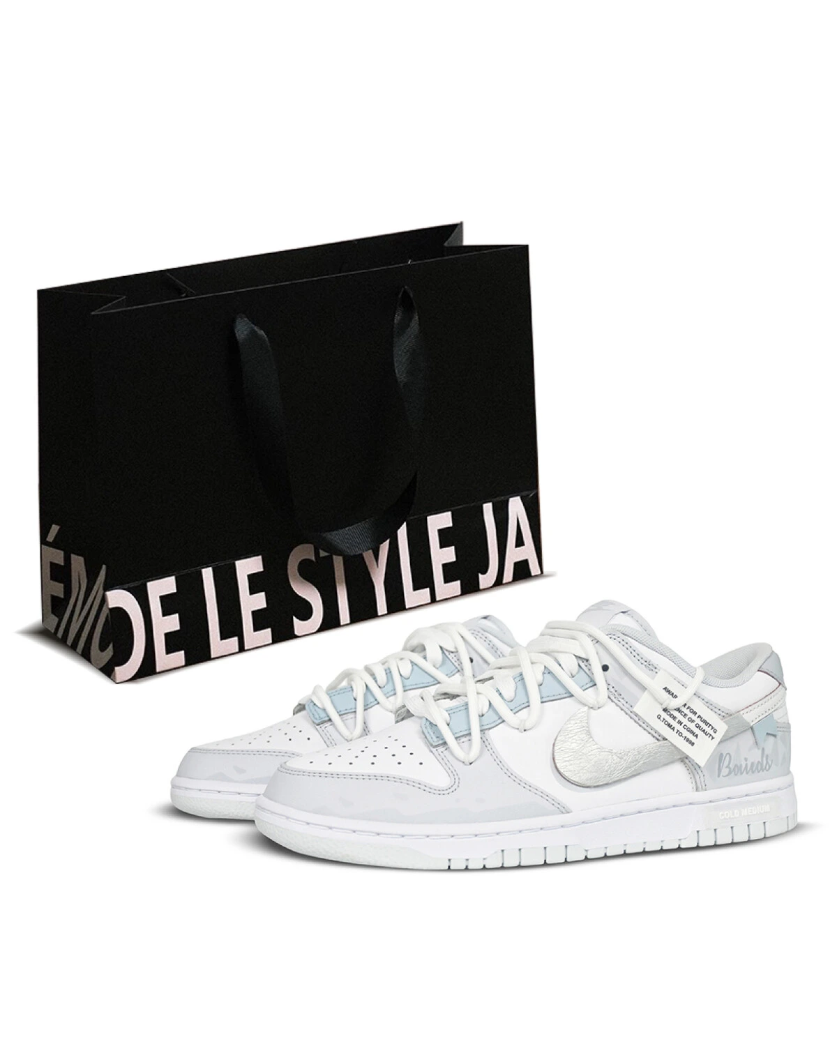 Nike Dunk мужские и женские кроссовки повседневные бело-голубые картинка