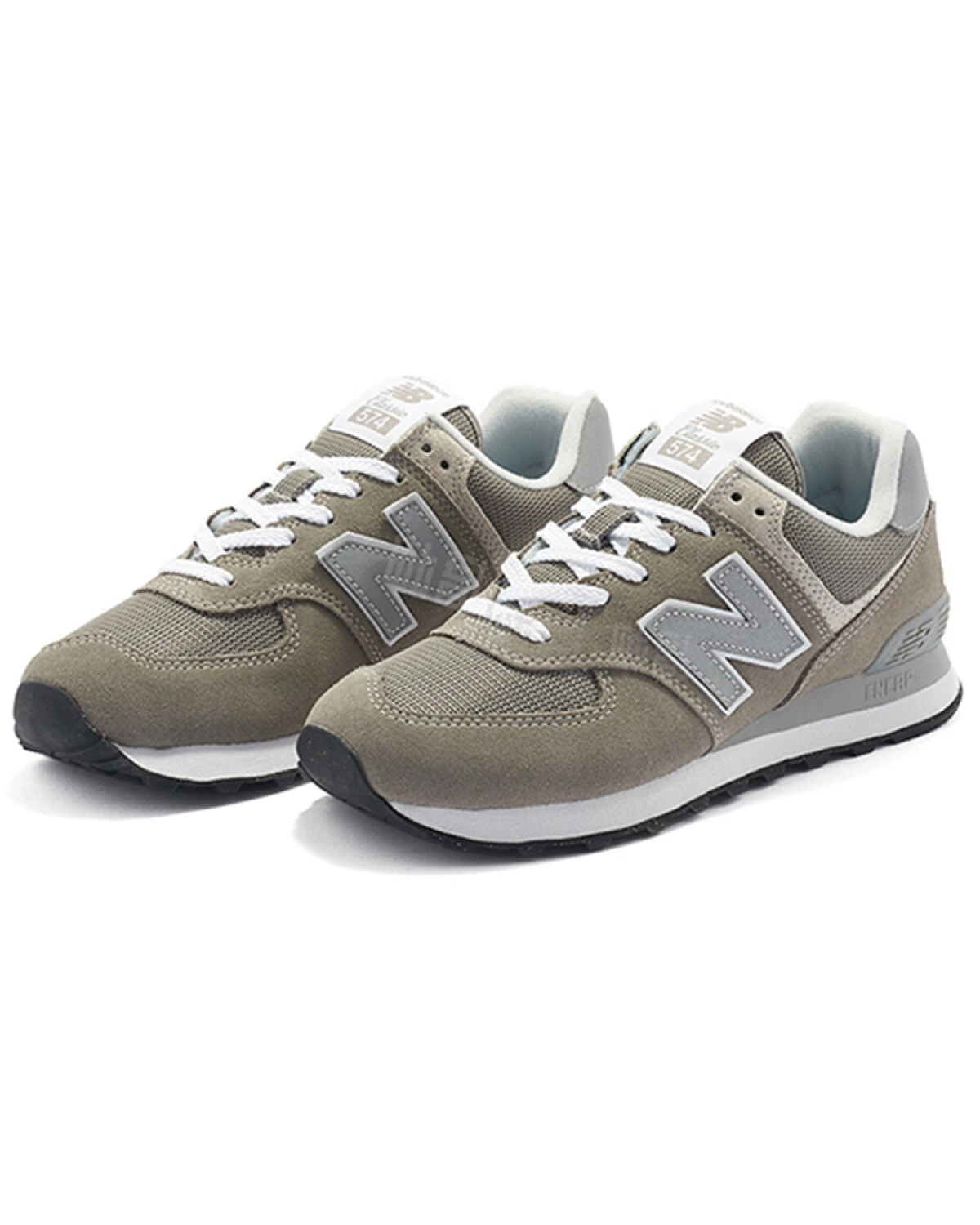 New Balance 574 унисекс кроссовки бежевые из ткани и замши дышащие картинка