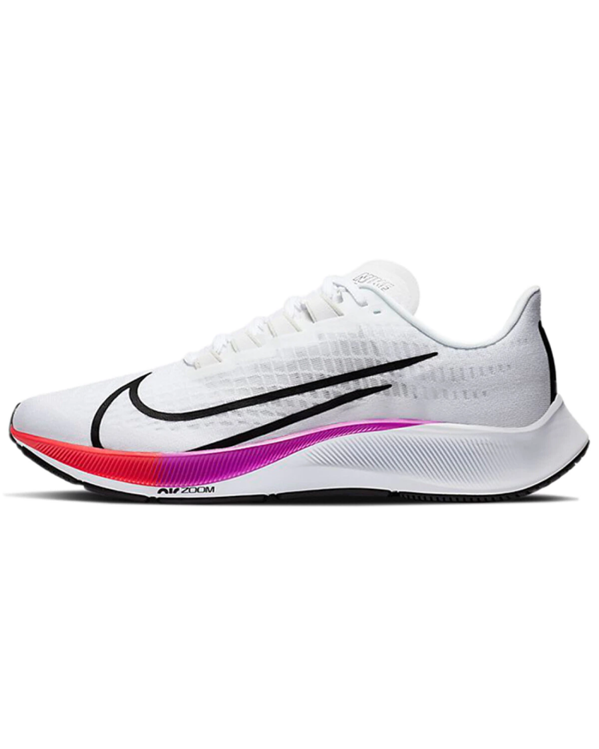 Nike Pegasus 37 унисекс спортивные кроссовки для марафона белые с радужной вставкой картинка