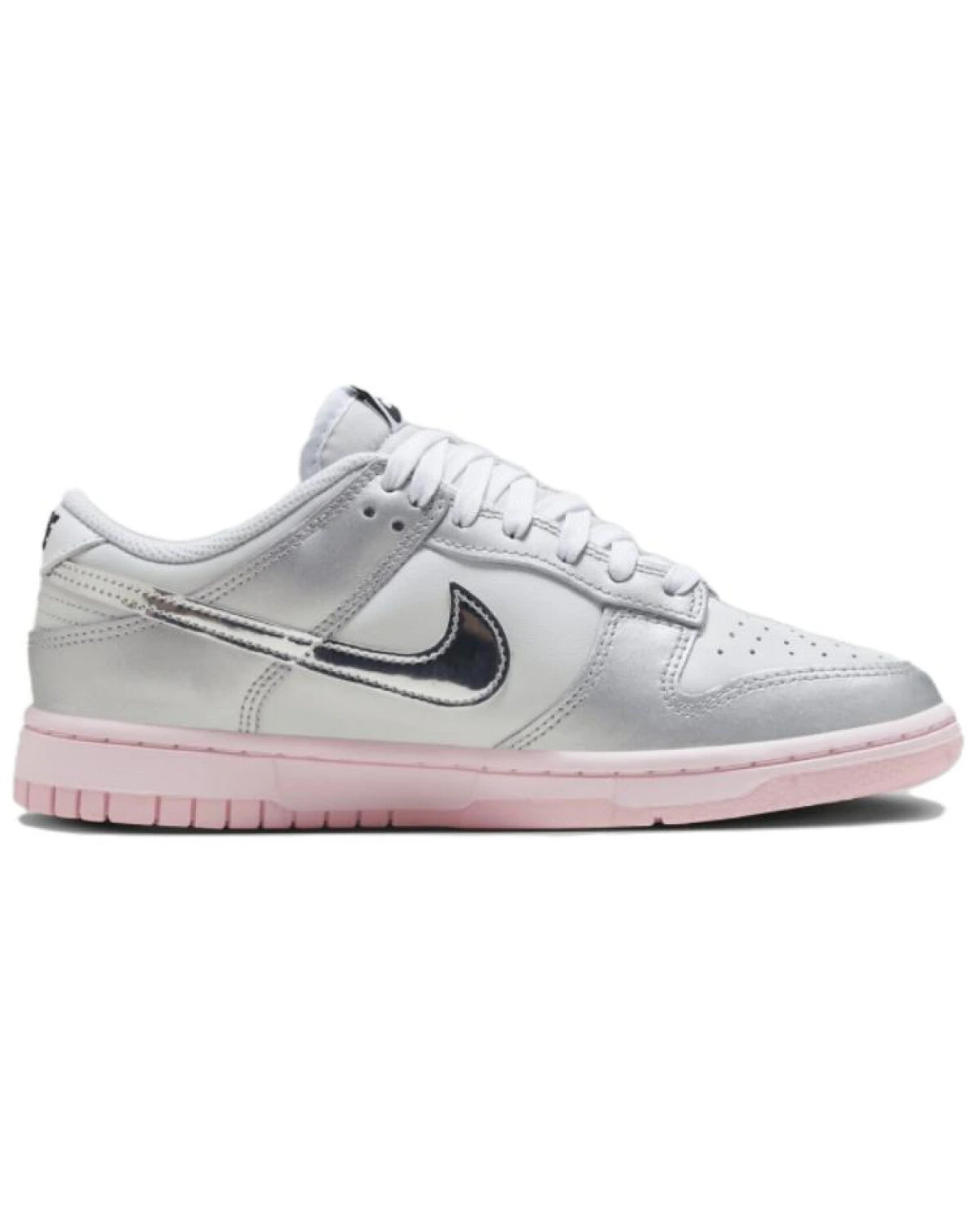 Nike Dunk женские кроссовки серебряные с розовой подошвой картинка