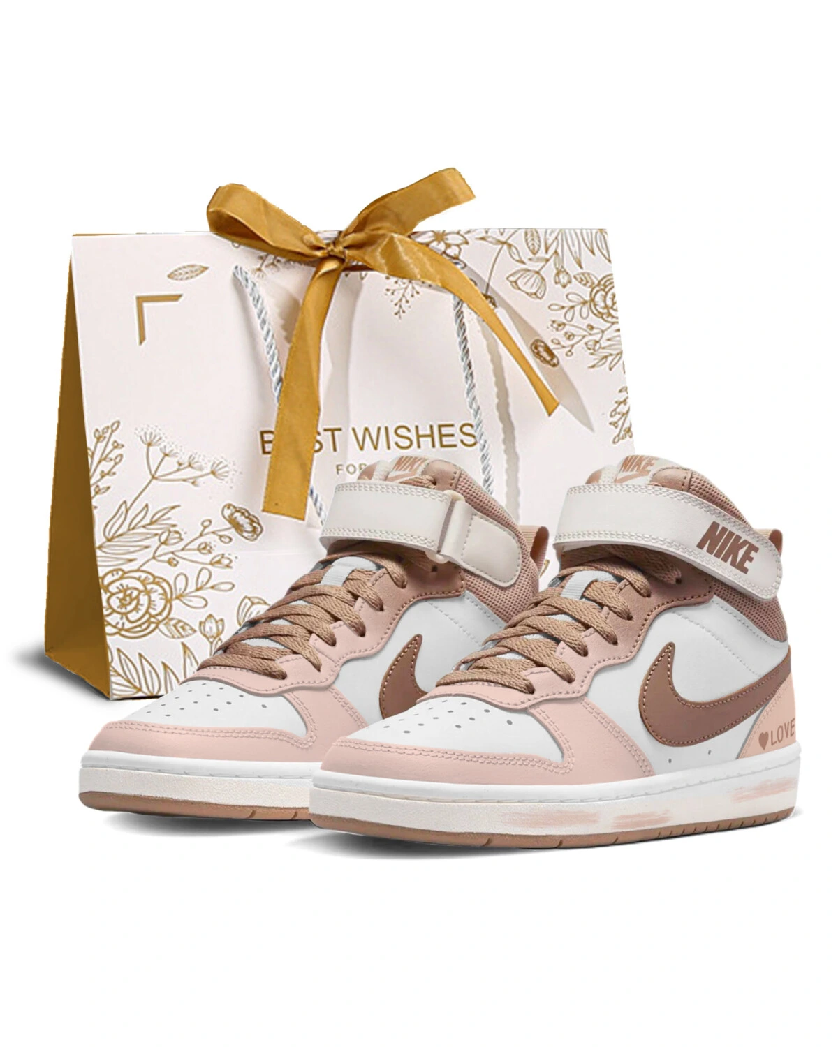 Nike Court Borough детские кеды розовые синтетические высокие картинка