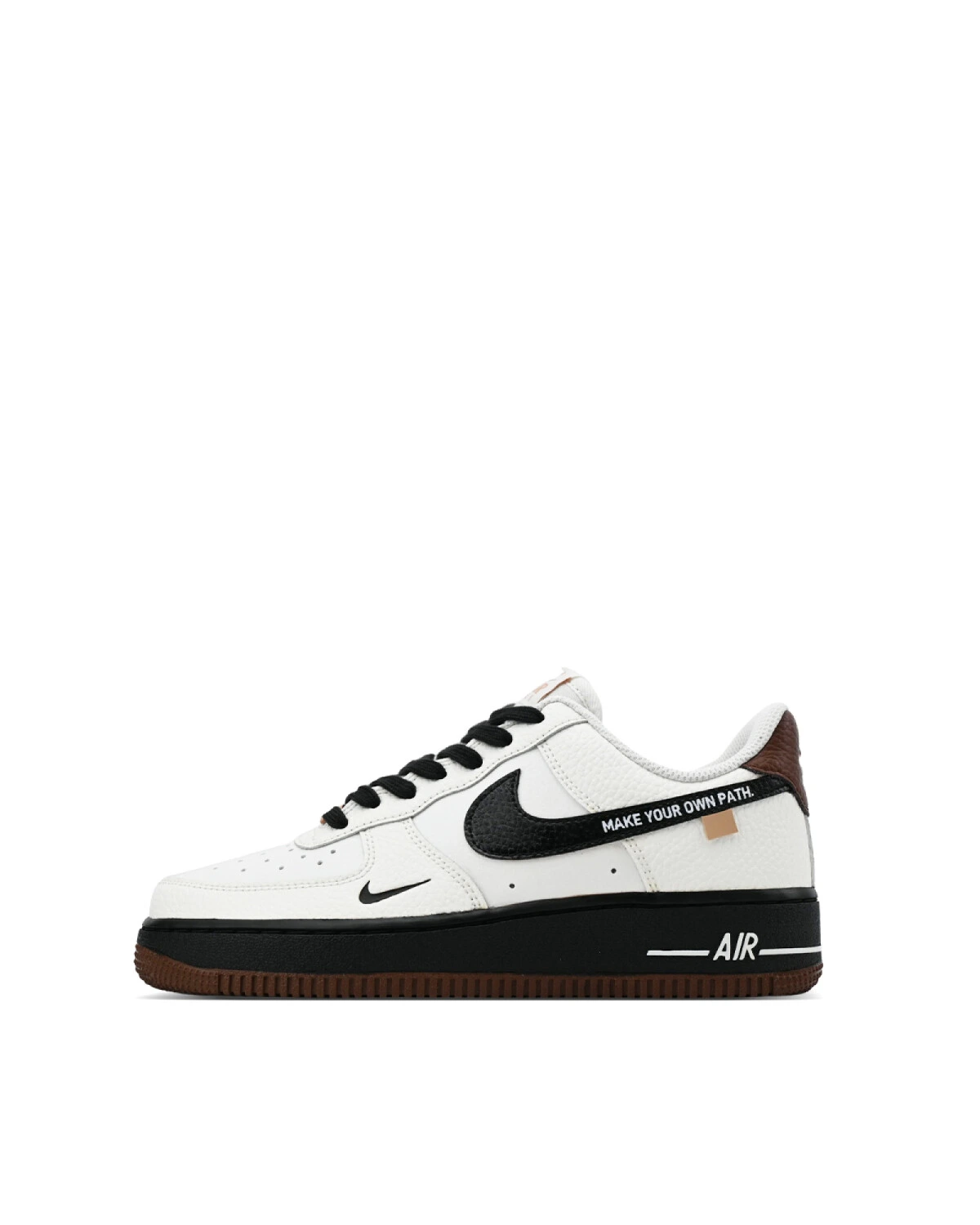 Nike Air Force 1 женские кроссовки бело-черные с кожаным верхом картинка