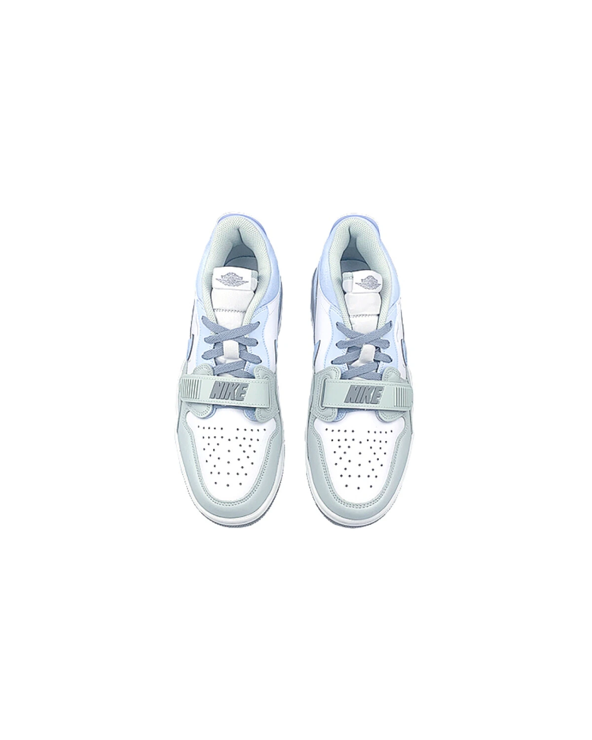 Jordan Legacy 312 MAY Manufacturing Мужские кеды бело-голубые с зеленым картинка
